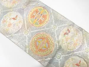 佐賀錦 蜀江に向かい蝶・花鳥模様織り出し袋帯